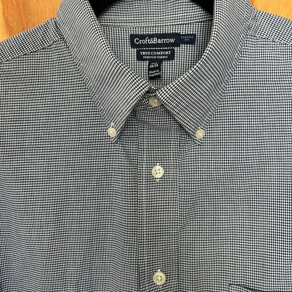(2) Patterned Cotton Blend Collared Shirts // Croft & Barrow Men's Size 16.5 - Picture 8 of 10
